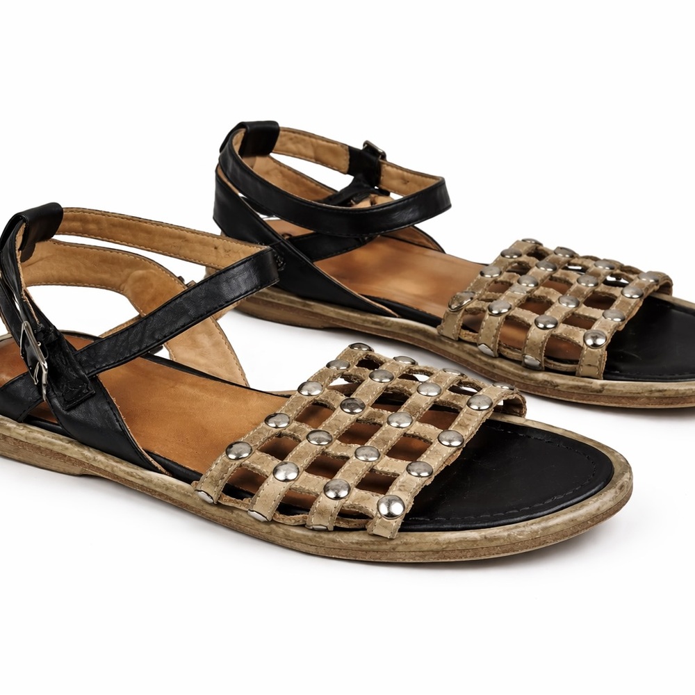 La Bottega di Lisa Georgia Sandals Studded Strappy Leather Women Size 36.5 US 6
